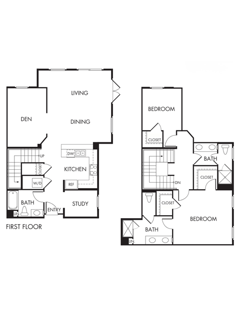 Floor plan for 2 beds, 2 baths, 1788 sqft